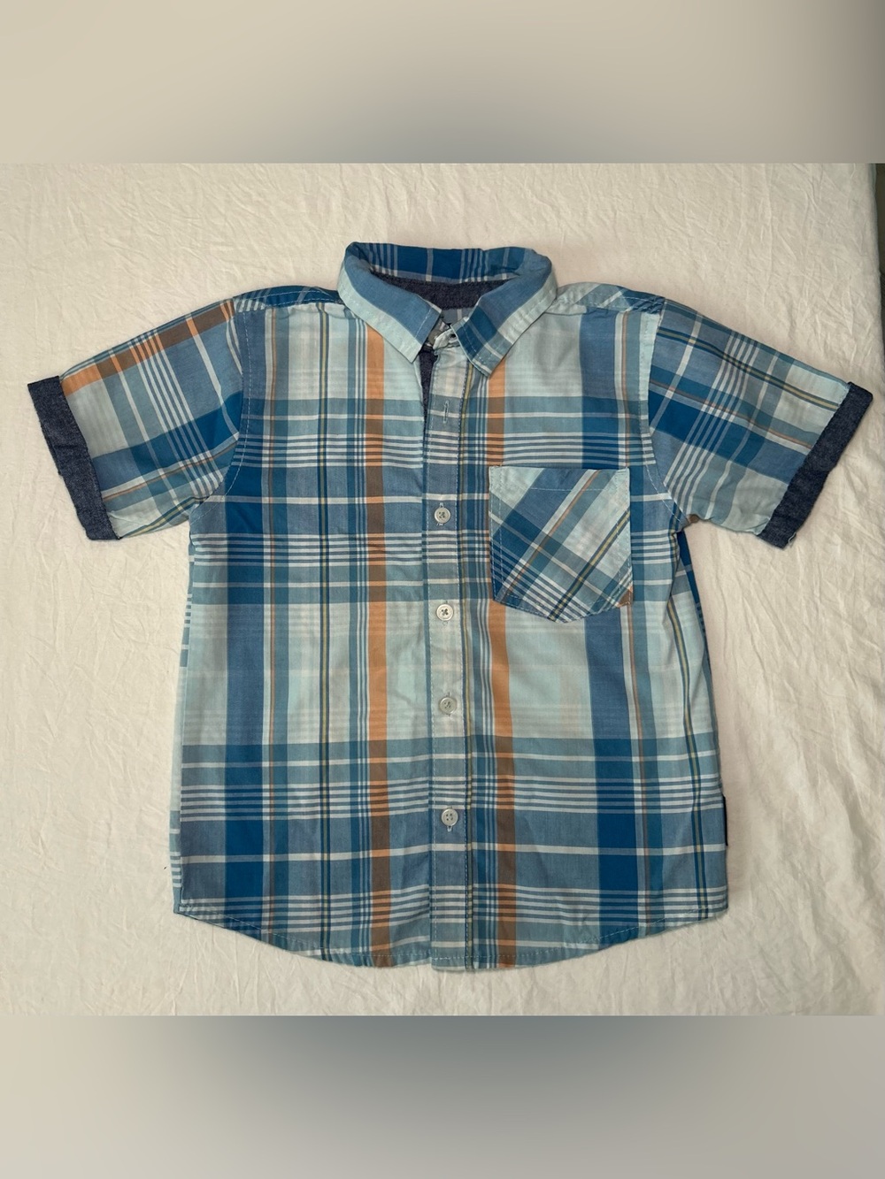 Ben Sherman Boys Plaid Short Sleeve Button Down Shirt Size 4 Very Gently Used